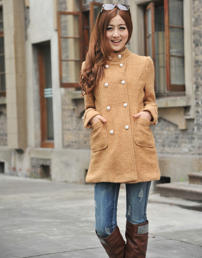 Autumn new arrival 2013 outerwear wool double breasted wool coat ol woolen outerwear fashion trench female Free Shipping