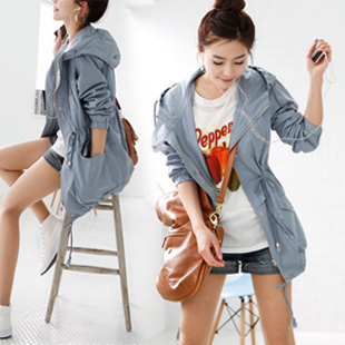 Autumn new arrival 2013 women's slim plus size spring and autumn women's with a hood trench outerwear female