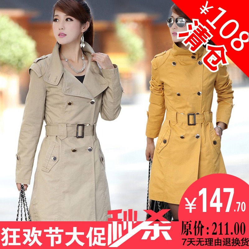 Autumn new arrival autumn women's outerwear formal double breasted slim casual fashion trench outerwear female
