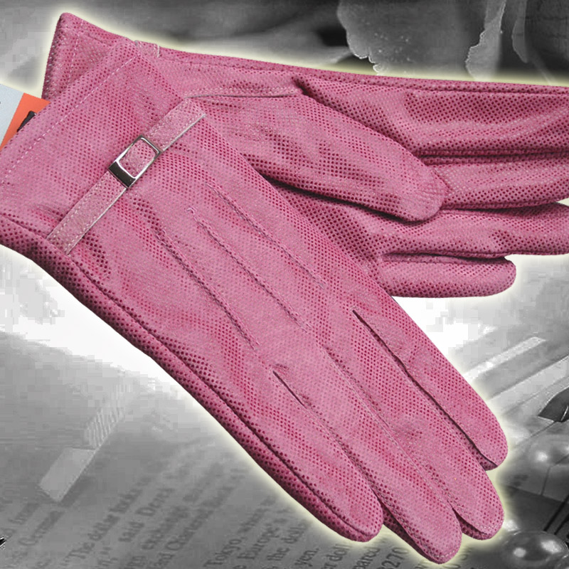 Autumn new arrival gentlewomen genuine leather gloves female print the pig suede leather gloves pearlizing dot - 09