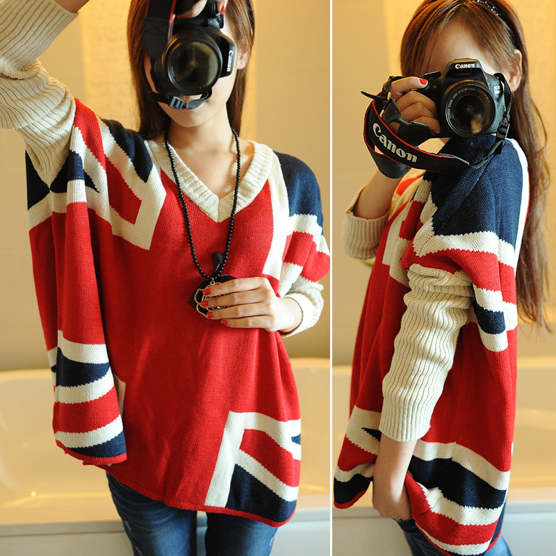 Autumn new arrival msg fashion flag torx loose plus size batwing shirt double layer sweater cloak shirt