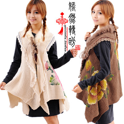 Autumn new arrival national trend faux fur sweater loose sleeveless outerwear
