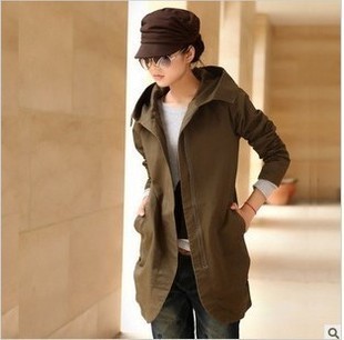 Autumn new arrival outerwear Women 2012 women's trench female outerwear spring and autumn slim with a hood overcoat female