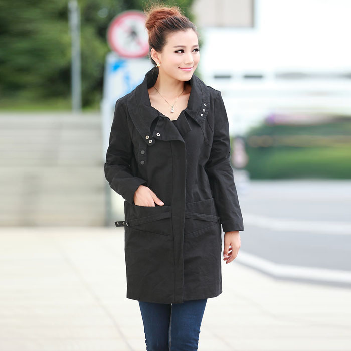 Autumn new arrival women's casual plus size Women outerwear long-sleeve trench female