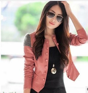 Autumn new small leather short wash PU leather jacket and T-shirt Motorcycle Jacket Coat