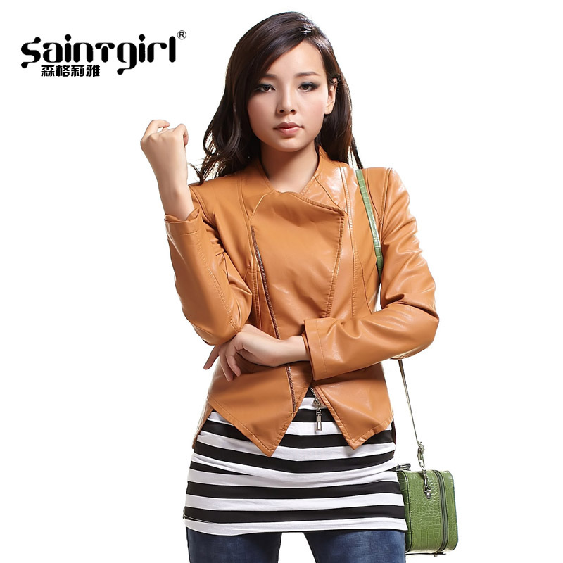 Autumn outerwear 2013 women's slim women's jacket PU small leather clothing female short design