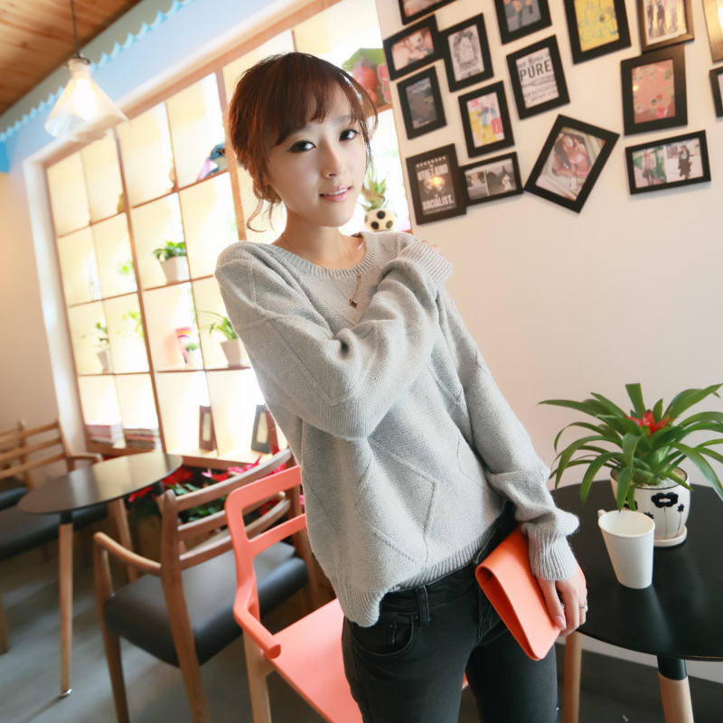 Autumn plus size pullover sweater lines crotch rhombus top new arrival female z2404