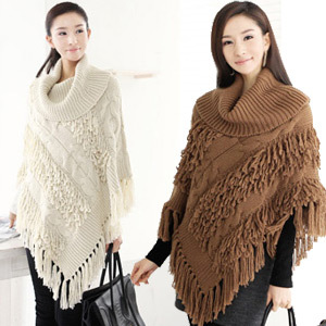 Autumn pt women's turtleneck shoulder cape type package sleeve wool crotch sweater