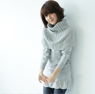 Autumn rabbit fur sweater long design sweater female slim basic sweater