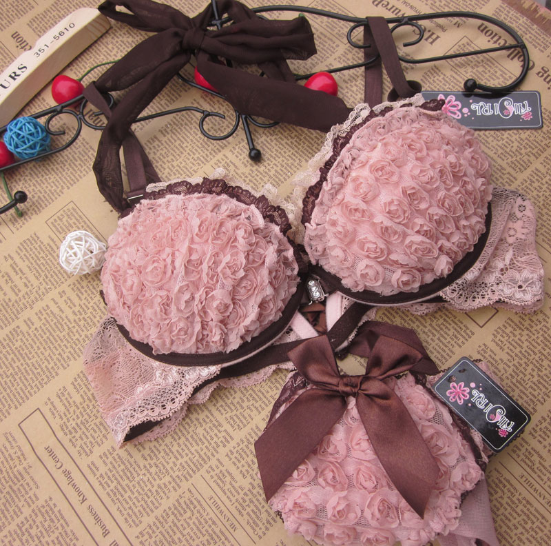 Autumn rose underwear gainreel female sexy lace front button u.s. back underwear push up bra set