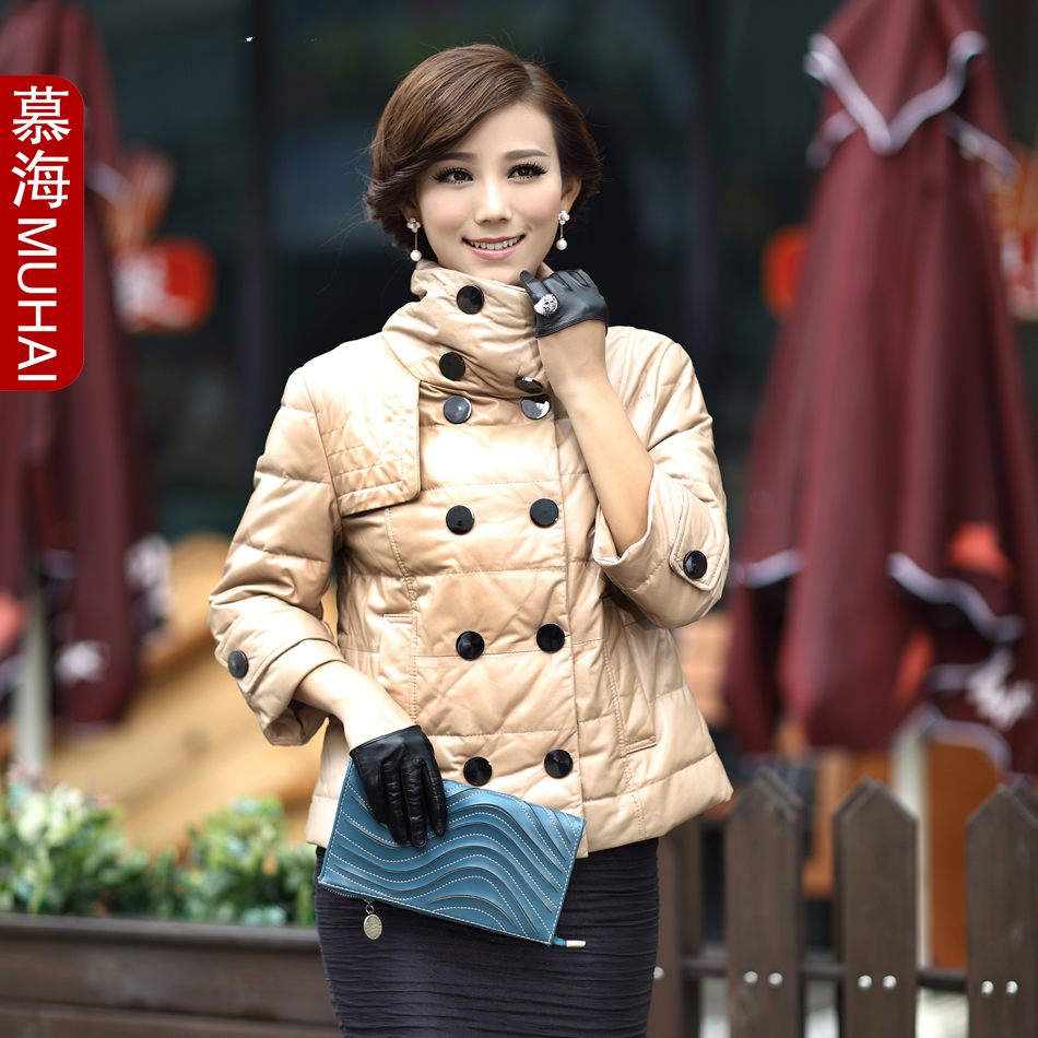 Autumn sheepskin down coat female genuine leather down coat short design female slim genuine leather outerwear