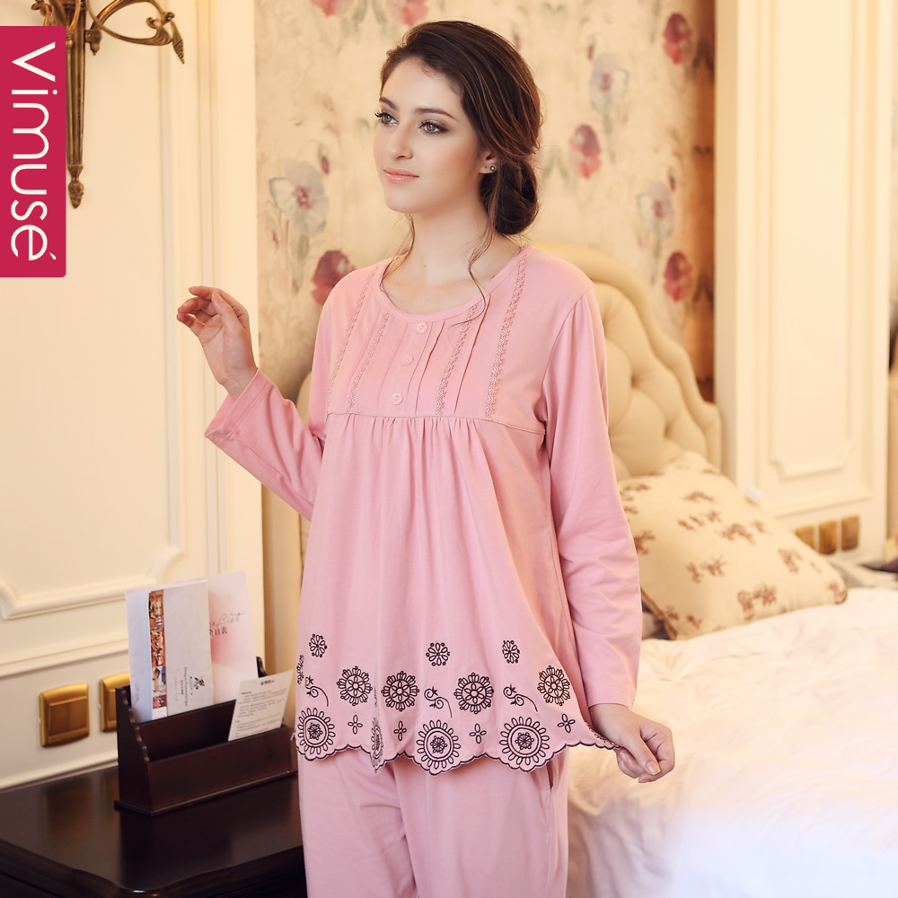 Autumn sleepwear Women 100% cotton long-sleeve set autumn fashion beautiful female lounge