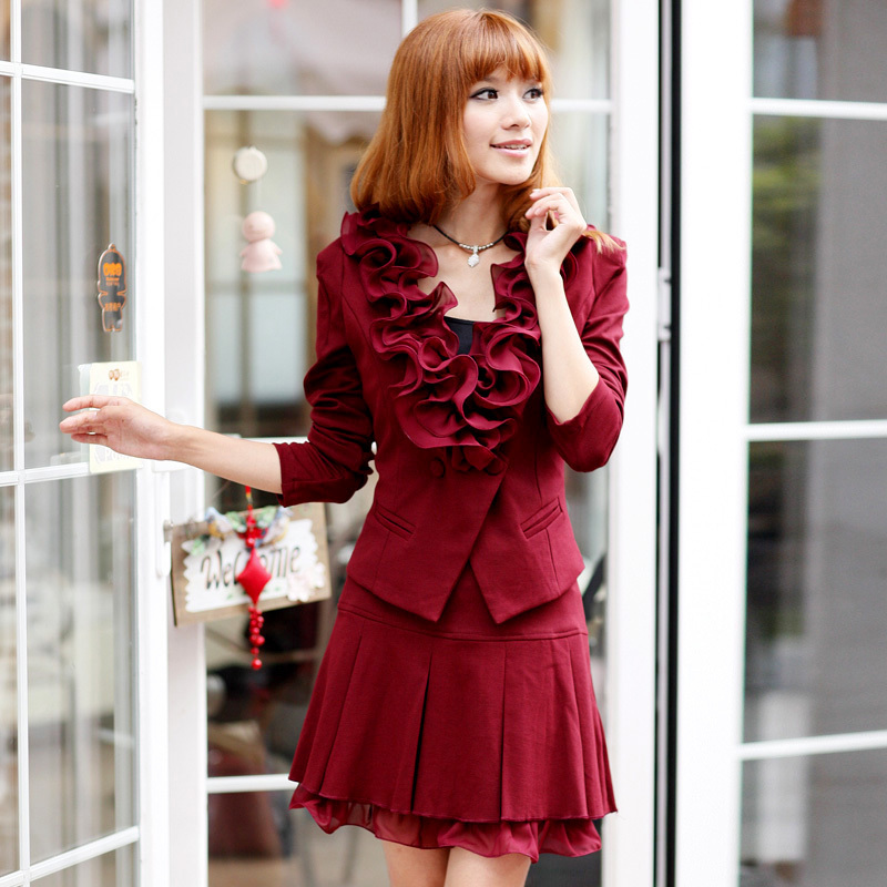 autumn slim ol professional women set twinset lace skirt set b1136