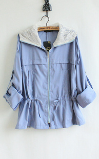 Autumn slim waist slim hooded lace trench female sweet princess outerwear 2 !
