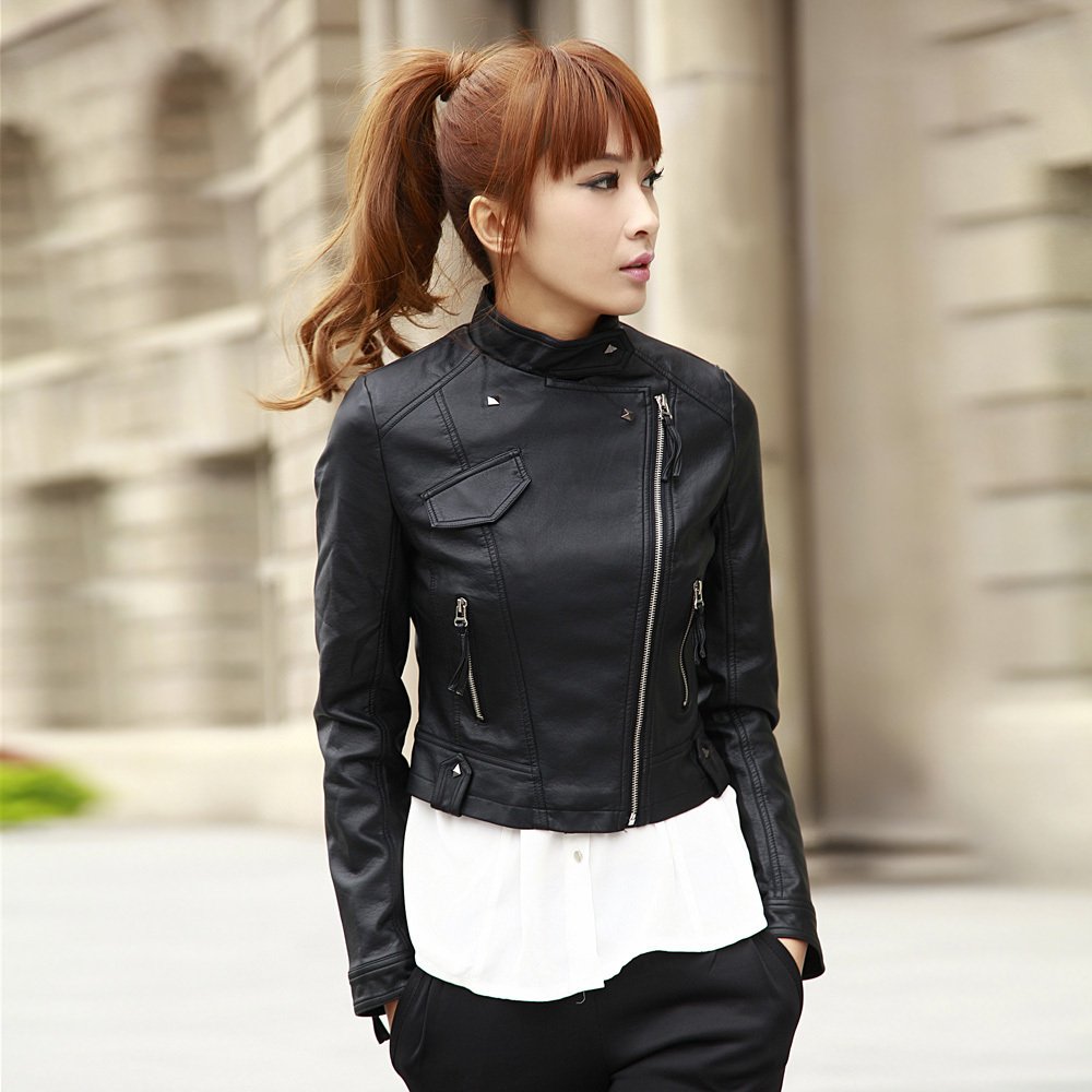 Autumn small leather clothing female outerwear motorcycle jacket y130a01