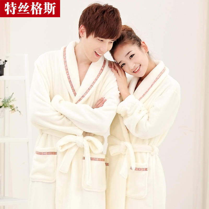 Autumn Spring and winter clothing women's sleepwear thickening Flannel robe lovers lounge bathrobe