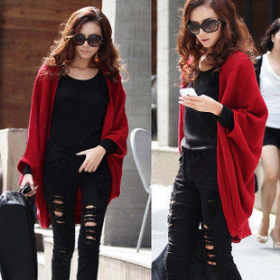 Autumn street fashion batwing shirt shoulder width outerwear sun protection shirt plus size cardigan free shipping