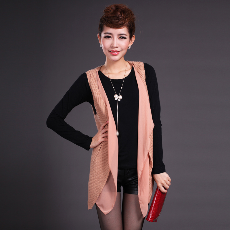 Autumn sweater female sleeveless knitted vest cardigan loose thin 800h1212