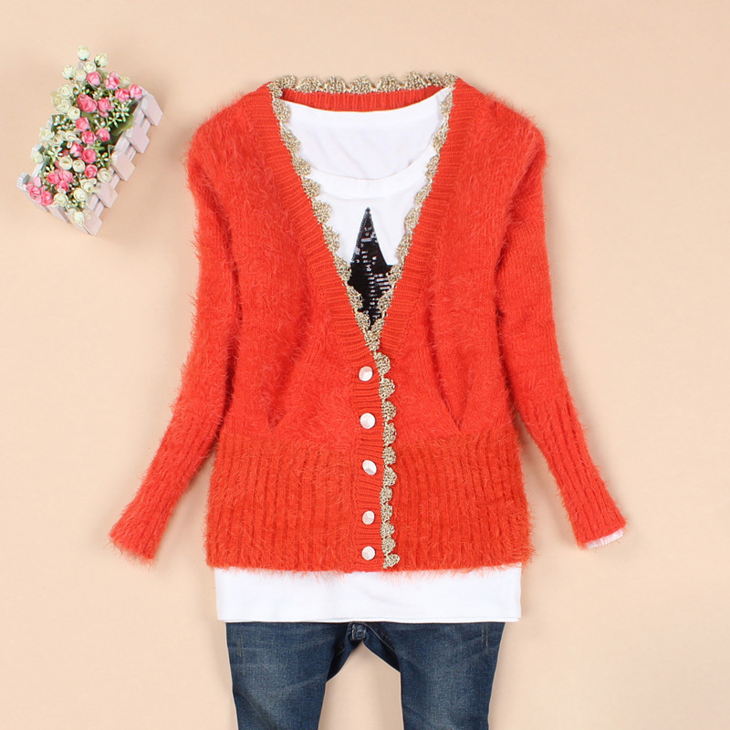 Autumn sweater outerwear 2012 sweet women's long-sleeve sweater lace decoration fashion 2645
