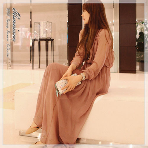 Autumn vintage jumpsuit full dress fashion ladies elegant fairy chiffon ultra long section of the one-piece dress