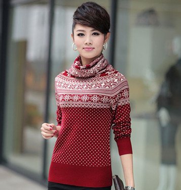 Autumn/winter all-match dot snowflake turtleneck slim long-sleeve Ladies sweaters Free Shipping W056
