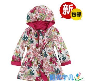 Autumn / Winter Children Trench Coat with hat two way wear Print outwear Coat jacket girl Size 3A 4A 5A 6A 8A 10A 12A Nice