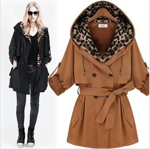 Autumn winter medium-long trench clothing outerwear slim plus size clothing fashionable casual women hoodies,free shipping