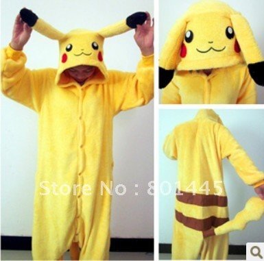 Autumn winter Pikachu design adult romper nonopnd one piece stretchy sleepers thick coral fleece for 145~185cm free shipping