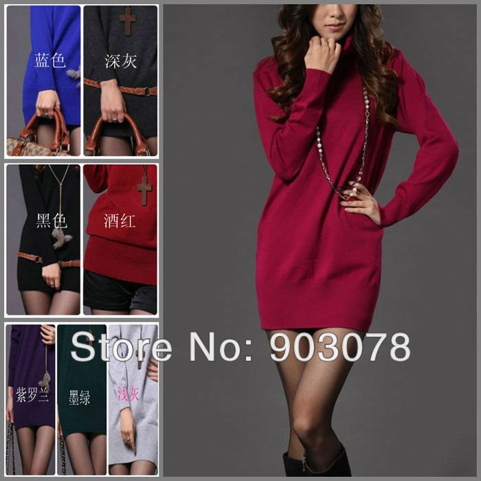 Autumn Winter Wool Knitted Sweater Women's outerwear Full Sleeve Turtleneck solid color T-Shirt Blouse ,FREE SHIPPING