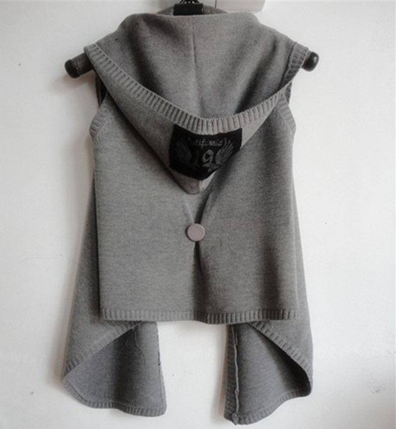 Autumn with a hood vest wool sweater cardigan female