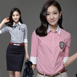 Autumn women's 2012 black and white stripe shirt ol elegant work wear skirt set