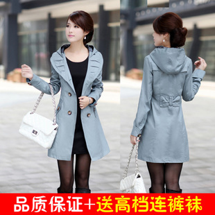 Autumn women's 2012 women's design long trench brief casual hooded outerwear
