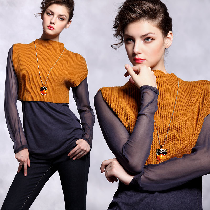 Autumn women's fashion personality ultra-short paragraph sleeveless pure wool small sweater waistcoat