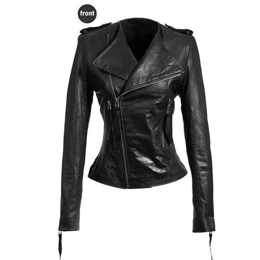 Autumn women's outerwear leather clothing female short design slim genuine leather clothing sheepskin motorcycle leather