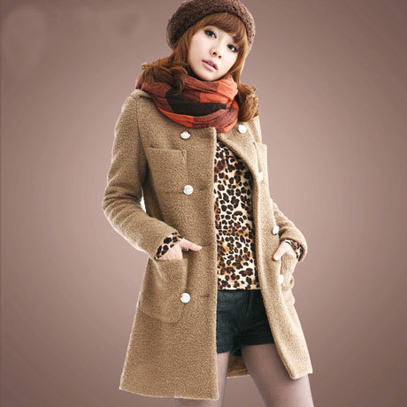Autumn women's woolen outerwear medium-long double breasted woolen slim trench overcoat