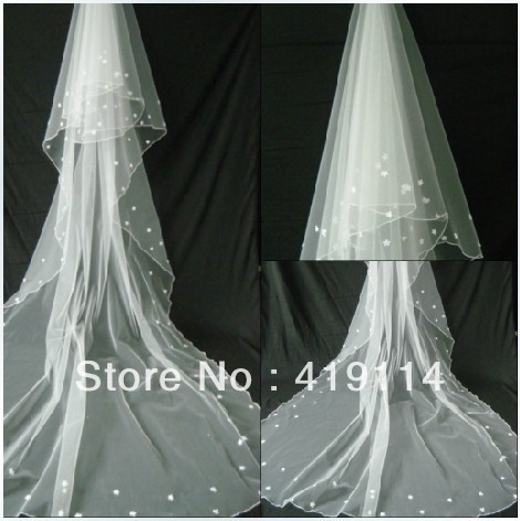 Available from stock wedding accessories White 2-Layer Red Bridal Veil Free postage To USA (5BFIGA5I)