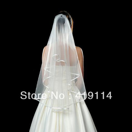 Available from stock wedding accessories White Multi-Layer Ribbon Edge Bridal Veil Free postage To USA (73EREQTT)