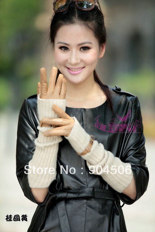 Awesome! Warm New Arrival Fashion100% genuine leather gloves+free shipping+mix and match style