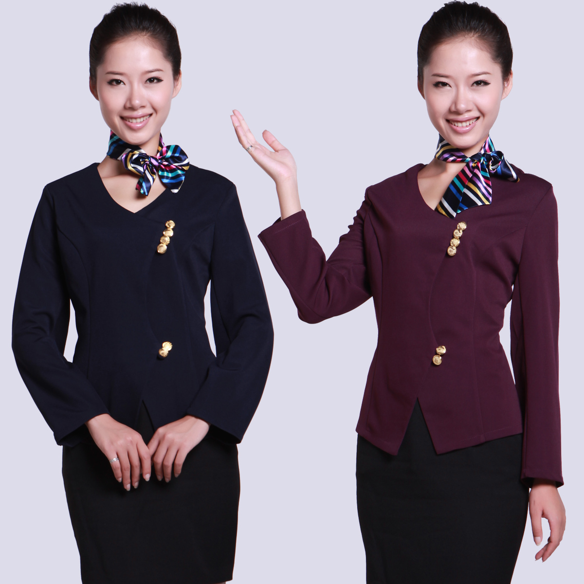 B-6 work wear autumn and winter female work wear long-sleeve stewardess clothing front desk uniform winter
