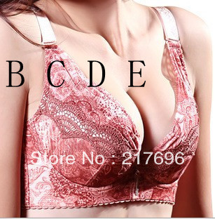 B C D E Cup plus size padded large cup magnetic therapy antiradiation push up Adjust Bra embroidery lace studded noble bra