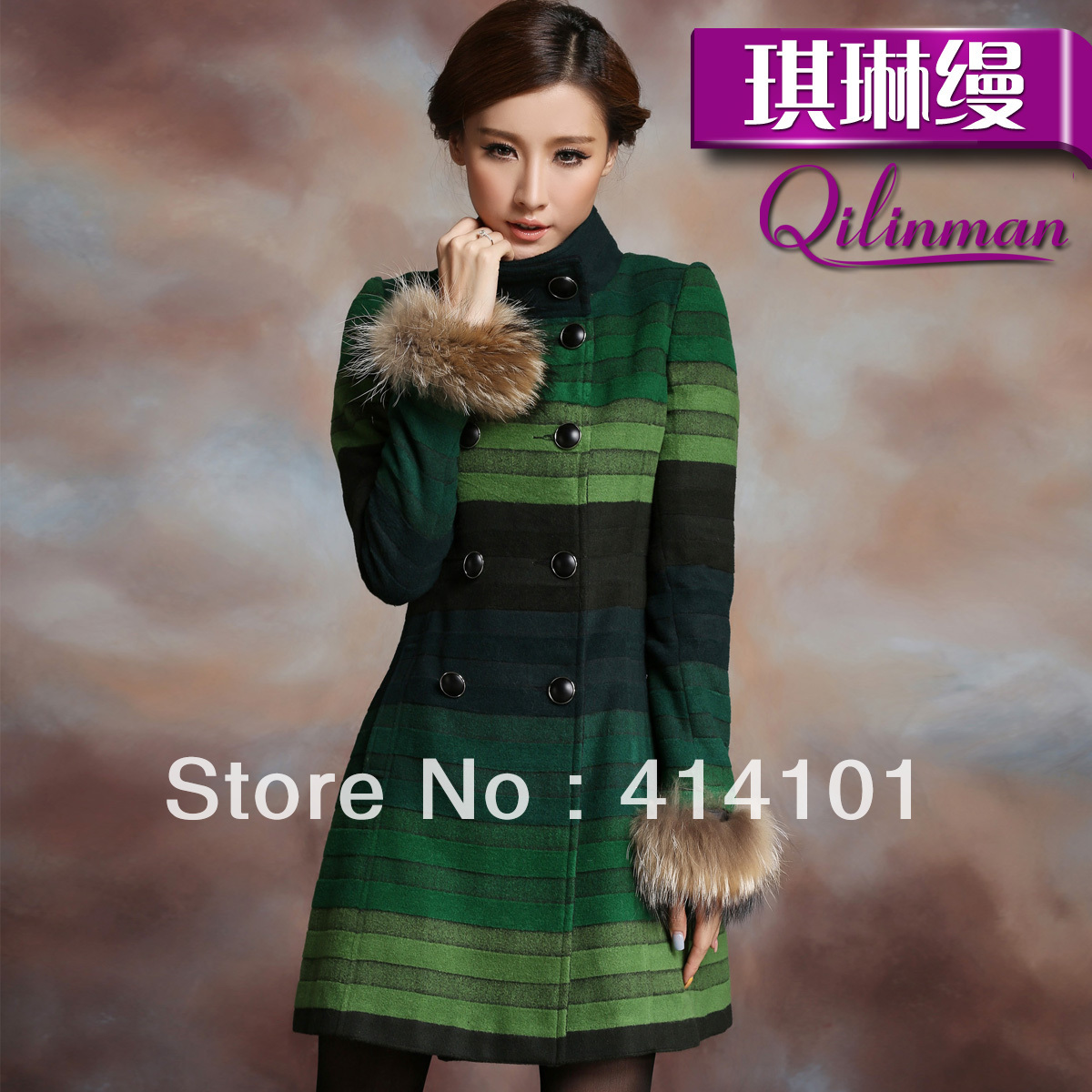 B.tears 2012 quality fashion medium-long double breasted stripe trench overcoat 8106