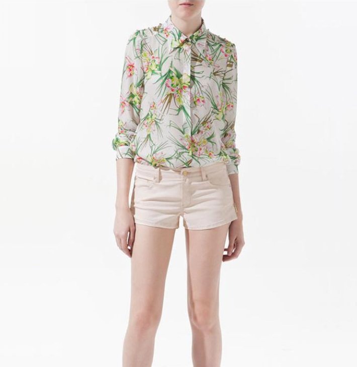 b002 Free shipping women flower print shirt with rivets on shoulders! 2012 brand new casual long sleeve shirt for wholesale