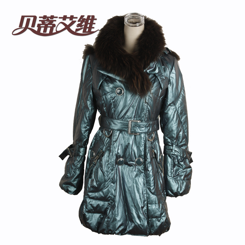 B074 2013 winter rabbit fur collar solid color thermal down coat