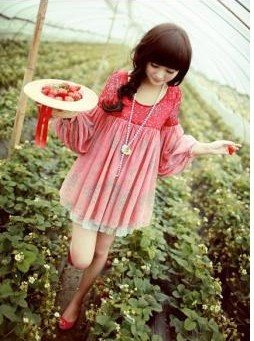 B1980 royal sleeve personality gradient color crumple chiffon shirt /FREE SHIPPPING BY CPAM