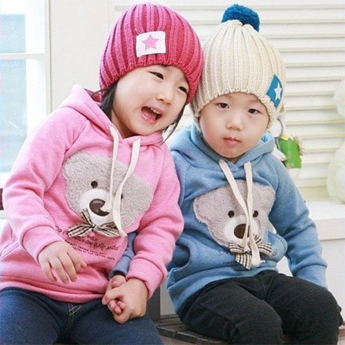 B2W2 bear head bowtie sweater girl's and boy's sweater kids clothes ,50023