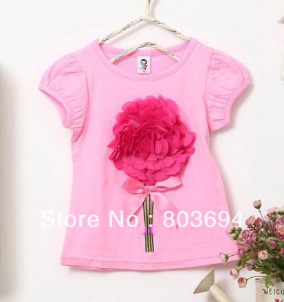 B2w2 Girls' short sleeve flower T-shirts girl Short-sleeve T-shirt Cute Baby t-shirt FREE SHIPPING!!  TS-311