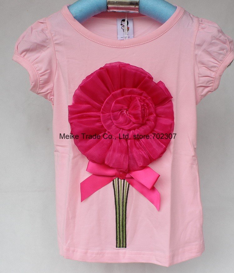 B2W2  Girls T-Shirts girls sun flower    t shirt   hot pink   5pcs/lot