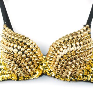 B339 Ladygaga  Europe and Singers Stage Costume Shop Friends DS Performance Clothing Punk Spike Studs Rivet Bra