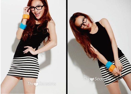 B6009 2012 slim all-match vest stripe one-piece dress