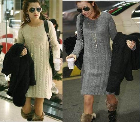 Baabi baaby leather sweater twisted slim one-piece dress 8032 free shipping